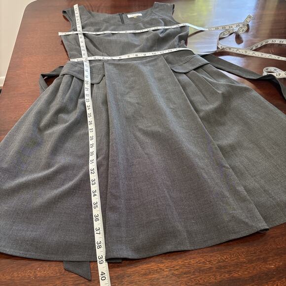 Calvin Klein Retro Gray Midi Dress Sz 8 Minimalist Career Corp Core Twee A-Line - Picture 3 of 6